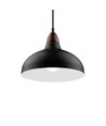 BIRK Schwarz Ø24cm Pendelleuchte - E27 Fassung, 2m Kabel, Metall / Holz