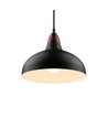 BIRK Schwarz Ø24cm Pendelleuchte - E27 Fassung, 2m Kabel, Metall / Holz