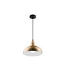 BIRK Messing Ø24cm Pendelleuchte - E27 Fassung, 2m Kabel, Metall / Holz