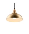 BIRK Messing Ø24cm Pendelleuchte - E27 Fassung, 2m Kabel, Metall / Holz