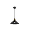 Schwarze Ø22cm Pendelleuchte - E27 Fassung, 2m Kabel, Schwarz/Messing