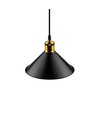 Schwarze Ø22cm Pendelleuchte - E27 Fassung, 2m Kabel, Schwarz/Messing