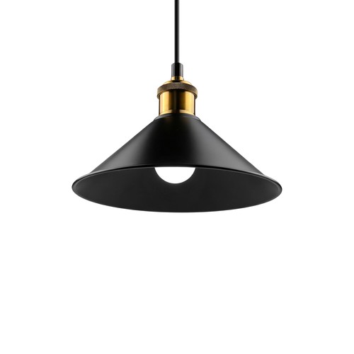 MOKKA Schwarz Ø22cm Pendelleuchte - E27 Fassung, 2m Kabel, Schwarz/Messing