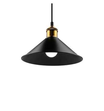 Schwarze Ø22cm Pendelleuchte - E27 Fassung, 2m Kabel, Schwarz/Messing