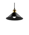 Schwarze Ø22cm Pendelleuchte - E27 Fassung, 2m Kabel, Schwarz/Messing