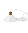 Weiße Ø22cm Pendelleuchte - E27 Fassung, 2m Kabel, Weiß/Messing