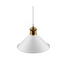 Weiße Ø22cm Pendelleuchte - E27 Fassung, 2m Kabel, Weiß/Messing