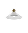 Weiße Ø22cm Pendelleuchte - E27 Fassung, 2m Kabel, Weiß/Messing