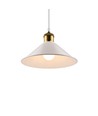 Weiße Ø22cm Pendelleuchte - E27 Fassung, 2m Kabel, Weiß/Messing