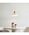 Weiße Ø22cm Pendelleuchte - E27 Fassung, 2m Kabel, Weiß/Messing