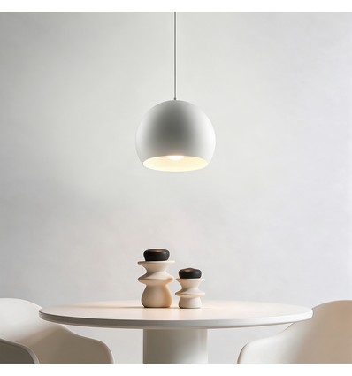 Weiße Ø20cm Pendelleuchte - E27 Fassung, 2m Kabel, Metall