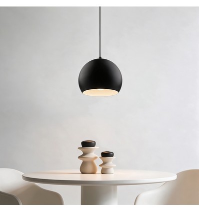 Schwarze Ø20cm Pendelleuchte - E27 Fassung, 2m Kabel, Metall
