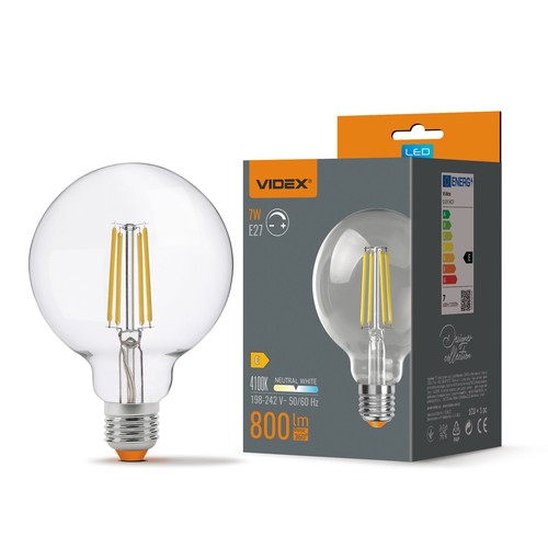 E27 7W LED Filament Leuchtmittel - G95, Neutralweiß