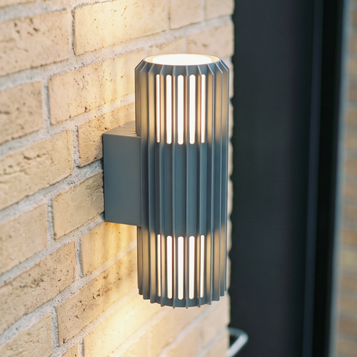 FYRON Duo Up/Down Wandleuchte, Grau - E27, IP54, Außenbereich