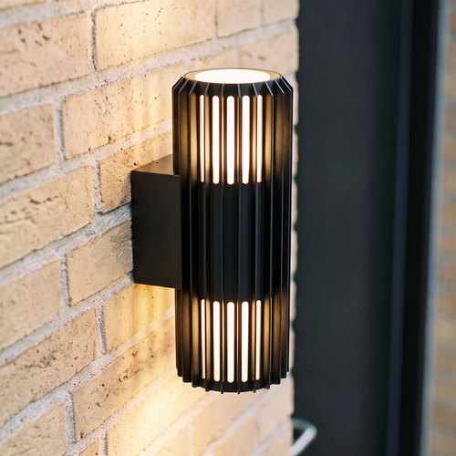 FYRON Duo Up/Down Wandleuchte, Schwarz - E27, IP54, Außen