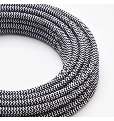 5m Textilkabel 2x0,75 mm² - 230V, schwarz/weiß gestreift