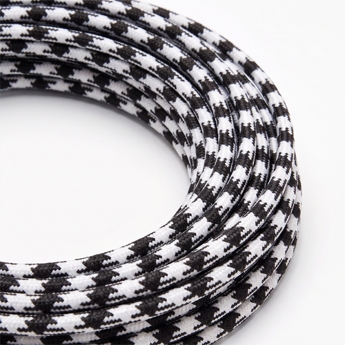 5m Textilkabel 2x0.75 mm² - 230V, schwarz/weiß kariert