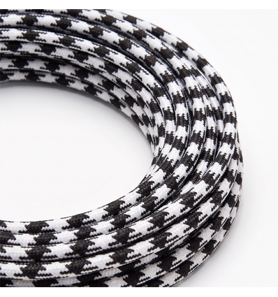 5m Textilkabel 2x0.75 mm² - 230V, schwarz/weiß kariert
