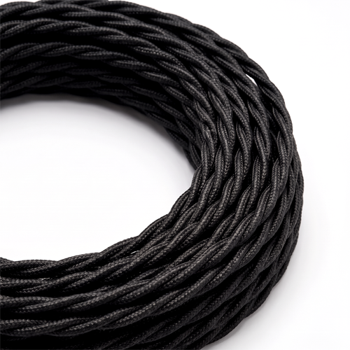 5m Textilkabel 2x0,75 mm² - 230V, schwarz