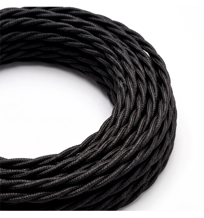 5m Textilkabel 2x0,75 mm² - 230V, schwarz