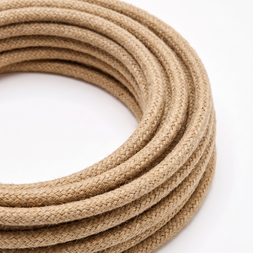 5m Textilkabel 2x0.75 mm², Stoffkabel - 230V, Jute/Beige