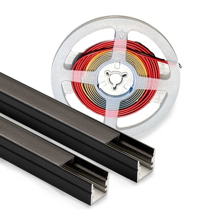 120cm LED Akustikpaneel-Set, schwarz - 2 Stk. Einfarbige LED-Streifen mit 60W Netzteil - WiFi oder RF
