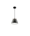 Graue Ø16cm Pendelleuchte - E27 Fassung, 2m Kabel, Metall / Holz