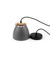 Graue Ø16cm Pendelleuchte - E27 Fassung, 2m Kabel, Metall / Holz