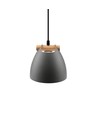Graue Ø16cm Pendelleuchte - E27 Fassung, 2m Kabel, Metall / Holz