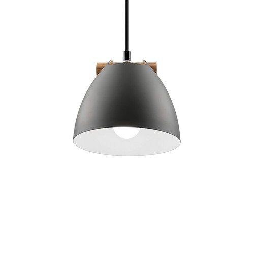 HOLM Grau Ø16cm Pendelleuchte - E27 Fassung, 2m Kabel, Metall / Holz