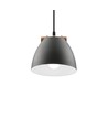 Graue Ø16cm Pendelleuchte - E27 Fassung, 2m Kabel, Metall / Holz