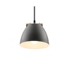 Graue Ø16cm Pendelleuchte - E27 Fassung, 2m Kabel, Metall / Holz