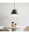 Graue Ø16cm Pendelleuchte - E27 Fassung, 2m Kabel, Metall / Holz