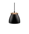 HOLM Schwarz Ø16cm Pendelleuchte - E27 Fassung, 2m Kabel, Metall / Holz
