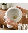 Keramik E27 Pendelleuchte - Plissiert, Weiß/Messing, 2m Kabel, Ø27x23cm, ohne Leuchtmittel
