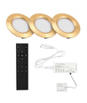 3x Reco68 Möbelspot dimmbar, Gold - Wählen Sie RF/WiFi/Zigbee Netzteil (Fernbedienung inkl.)