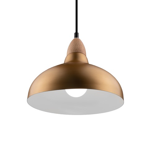 BIRK Gebürstetes Messing Ø24cm Pendelleuchte - E27 Fassung, 2m Kabel, Aluminium