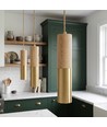 MALM E14 Zylinder-Pendelleuchte Gold/Holz - 2m Kabel, mit Rosette, ohne Leuchtmittel