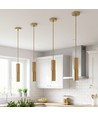 MALM E14 Zylinder-Pendelleuchte Gold/Holz - 2m Kabel, mit Rosette, ohne Leuchtmittel