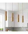 MALM E14 Zylinder-Pendelleuchte Gold/Holz - 2m Kabel, mit Rosette, ohne Leuchtmittel