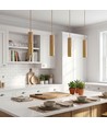 MALM E14 Zylinder-Pendelleuchte Gold/Holz - 2m Kabel, mit Rosette, ohne Leuchtmittel