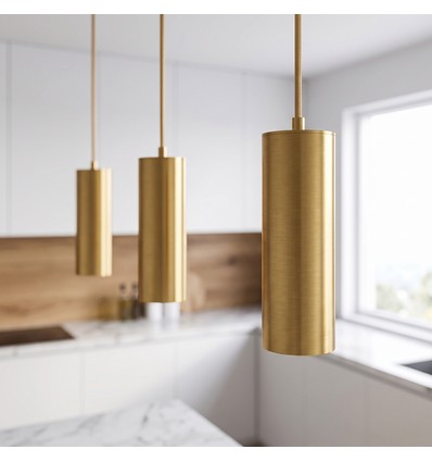 MALM E14 Gold Zylinder-Pendelleuchte - 2m Kabel, mit Rosette, ohne Leuchtmittel