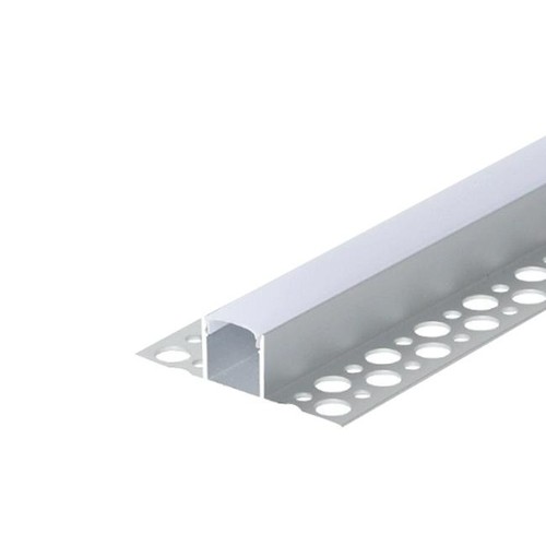 Alu-Fliesenprofil - 2 Meter, Alu, inkl. milchiger Abdeckung und Endkappen