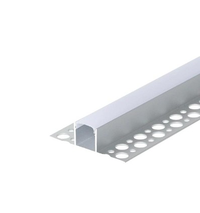 Alu-Fliesenprofil - 2 Meter, Alu, inkl. milchiger Abdeckung und Endkappen