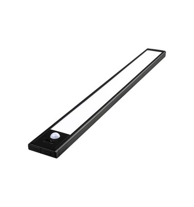 Batteriebetriebene Schrankbeleuchtung - 40 cm, Schwarz, PIR-Sensor, wiederaufladbar