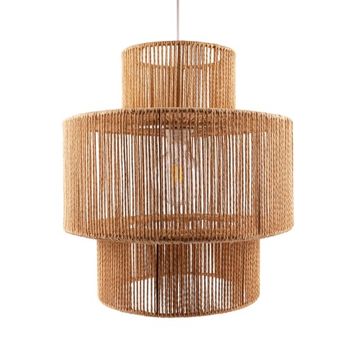 Braune Ø40cm Pendelleuchte - E27-Fassung, 2m Kabel, Papierschnur