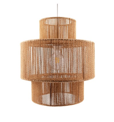 Braune Ø40cm Pendelleuchte - E27-Fassung, 2m Kabel, Papierschnur