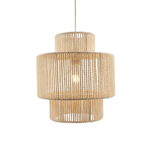 Beige Ø30cm Pendelleuchte - E27 Fassung, 2m Kabel, geflochtene Papierschnur