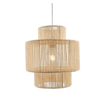 Beige Ø30cm Pendelleuchte - E27 Fassung, 2m Kabel, geflochtene Papierschnur