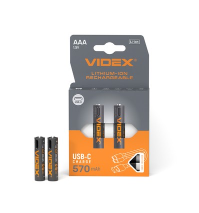 2 Stk. AAA 1,5V wiederaufladbare Li-Ion Batterien - 570mAh, mit USB-C
